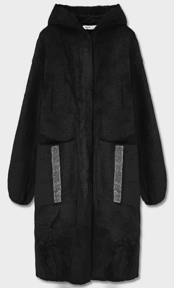 Černý přehoz přes oblečení s kapucí á la alpaka (B3005) odcienie czerni M (38)