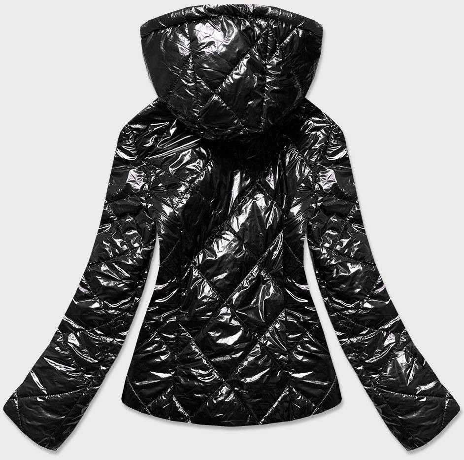 Lesklá černá dámská bunda (BR9756-1) odcienie czerni 50
