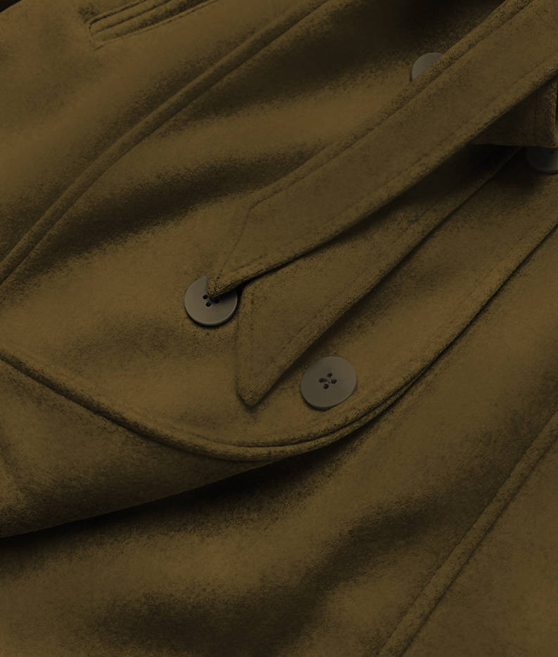Dámský kabát v khaki barvě s kožešinou (JC241) odcienie zieleni S (36)