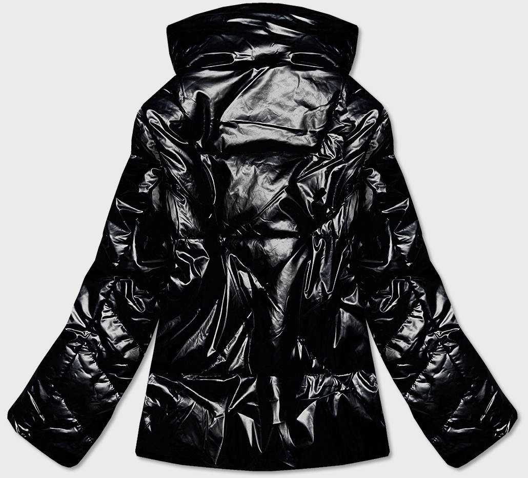 Černá dámská bunda s leskem (OMDL-023) odcienie czerni L (40)