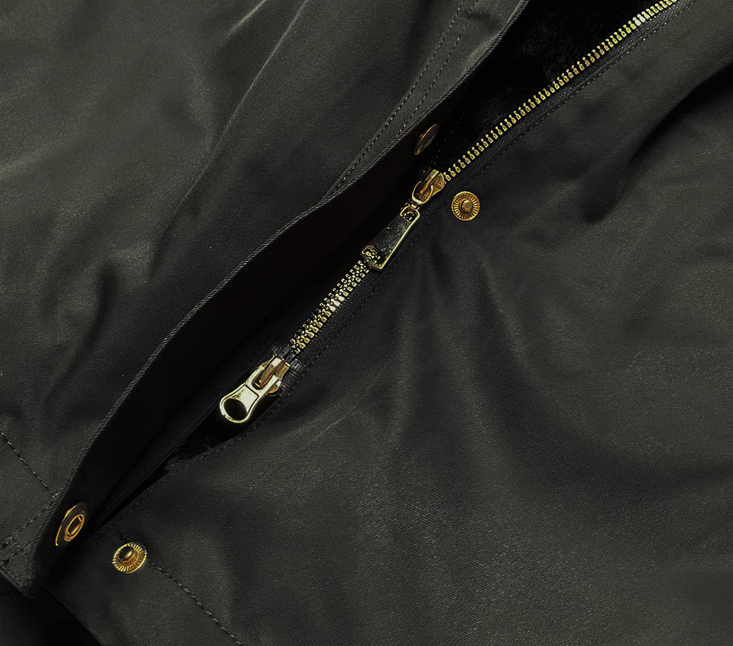 Dámská zimní bunda parka v khaki barvě s kapucí (B531-11) odcienie zieleni XL (42)