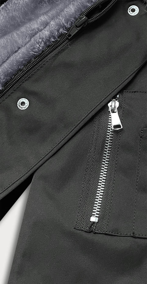 Khaki-šedá dámská zimní bunda parka s odepínací podšívkou (B533-11070) odcienie zieleni XL (42)