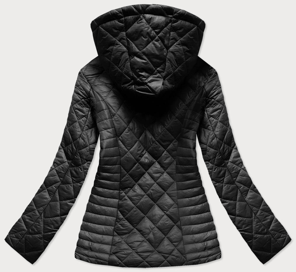 Černá prošívaná dámská bunda s kapucí (LY-01) odcienie czerni S (36)