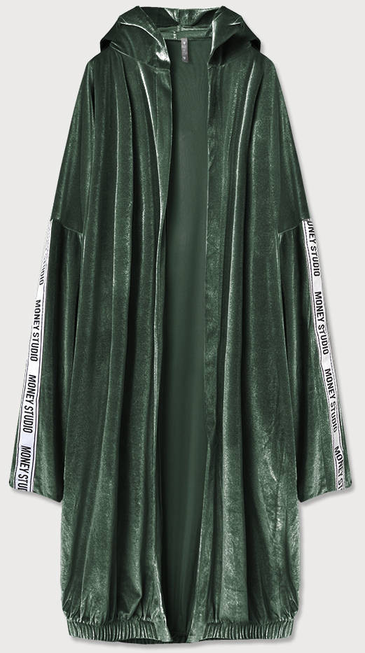 Zelený dámský velurový přehoz přes oblečení s kapucí (734ART) odcienie zieleni ONE SIZE