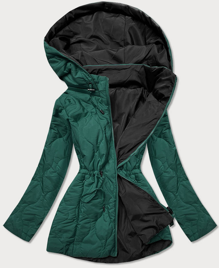 Zeleno-černá oboustranná dámská prošívaná bunda (MHM-W589BIG) odcienie zieleni 48