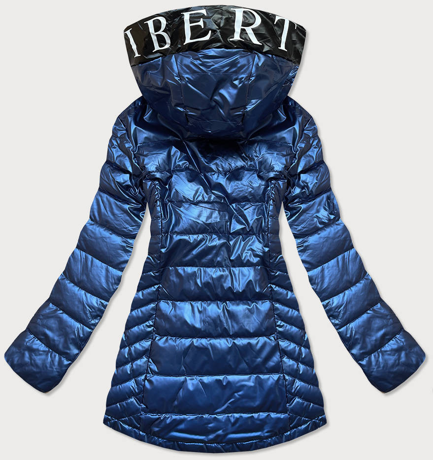 Světle modrá metalická dámská bunda s kapucí (W717) odcienie niebieskiego S (36)