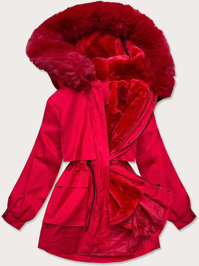 Červená dámská zimní bunda s odepínací podšívkou (b2715-4) odcienie czerwieni XL (42)