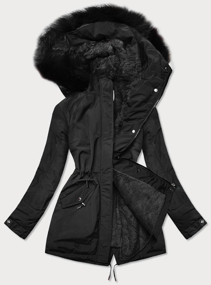 Teplá čierna dámska zimná bunda (W559) čierna XXL (44)