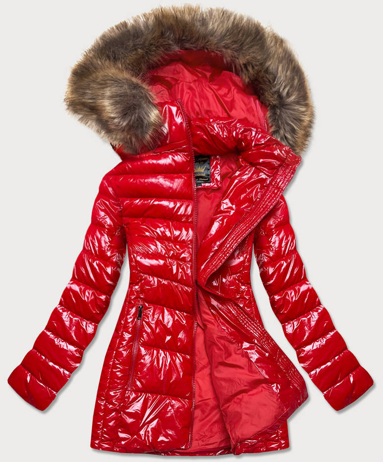 Lesklá červená dámska zimná bunda (7723MID) Červená XXL (44)