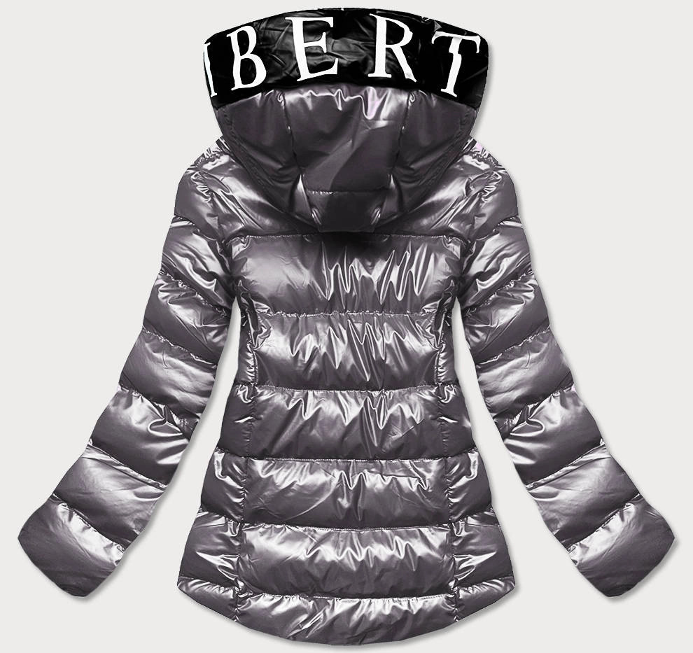 Šedá dámska metalická bunda s kapucňou (xw808x) odstíny šedé S (36)