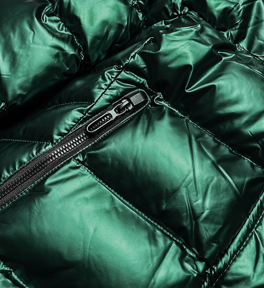Zelená dámská prošívaná bunda s kapucí (XW817X) odcienie zieleni XL (42)