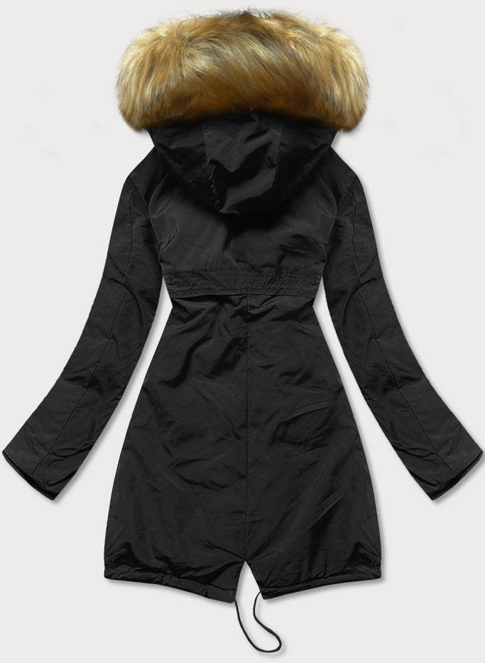 Černo-karamelová oboustranná dámská zimní bunda (M-136) odcienie brązu S (36)