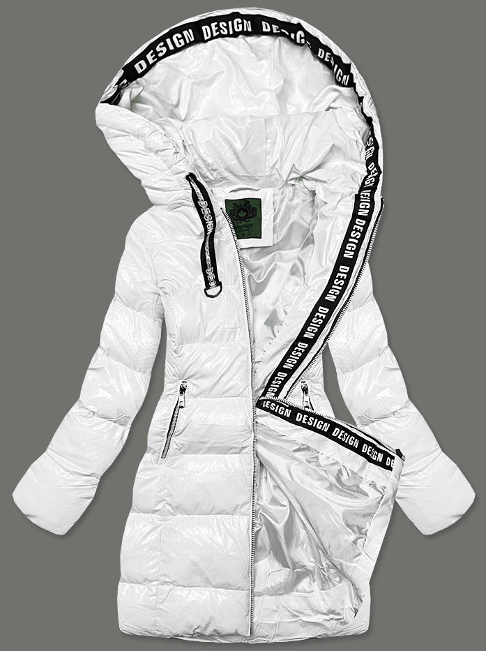 Biela dámska zimná bunda s 3D efektom (CAN-581) Bílá L (40)