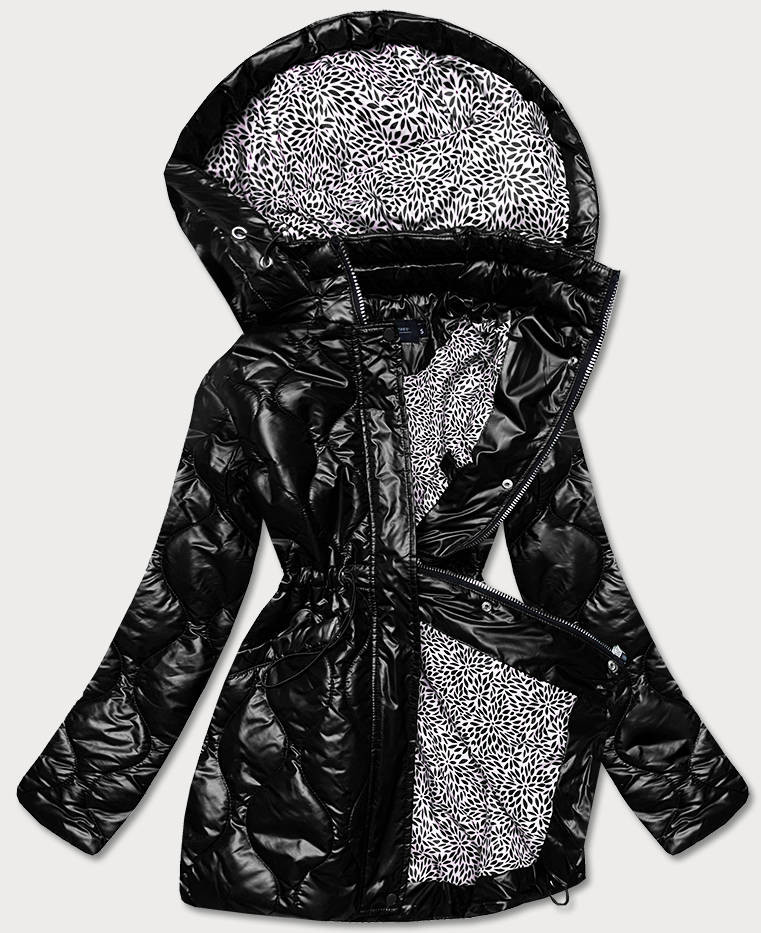 Černá dámská bunda s ozdobnou podšívkou (BH2182) černá XXL (44)