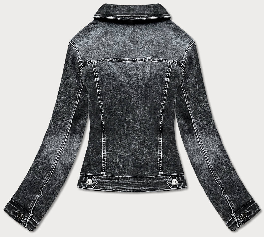Krátká černá dámská džínová bunda model 16988847 - P.O.P. SEVEN Barva: odcienie czerni, Velikost: S (36)
