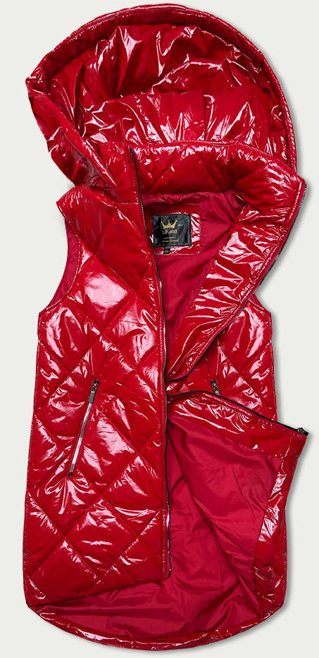 Lesklá červená vesta s kapucňou (7005BIG) červená XXL (44)