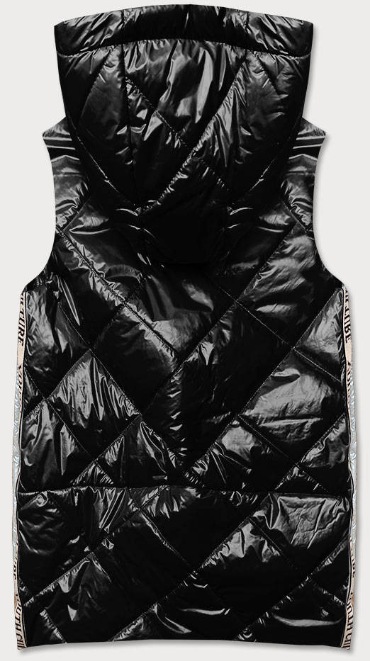 Lesklá černá dámská vesta model 17044000 - Ann Gissy Barva: odcienie czerni, Velikost: XL (42)