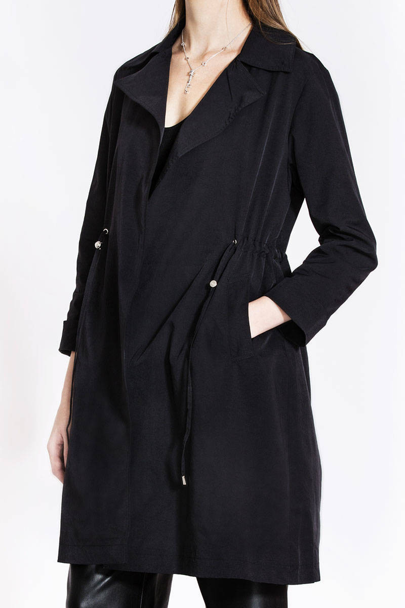 Tenký černý dámský kabát (AG5-011) černá XXL (44)