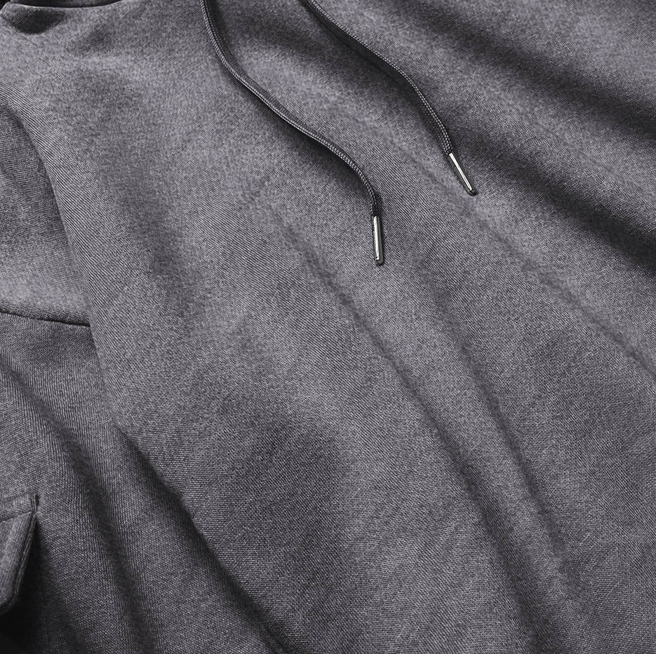 Krátká šedá dámská tepláková mikina se stahovacími lemy (26030) Barva: odcienie szarości, Velikost: XL (42)