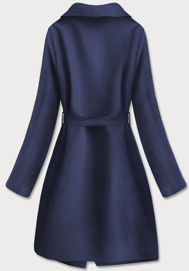 Tmavě modrý dámský kabát model 17064054 - MADE IN ITALY Barva: odcienie niebieskiego, Velikost: ONE SIZE