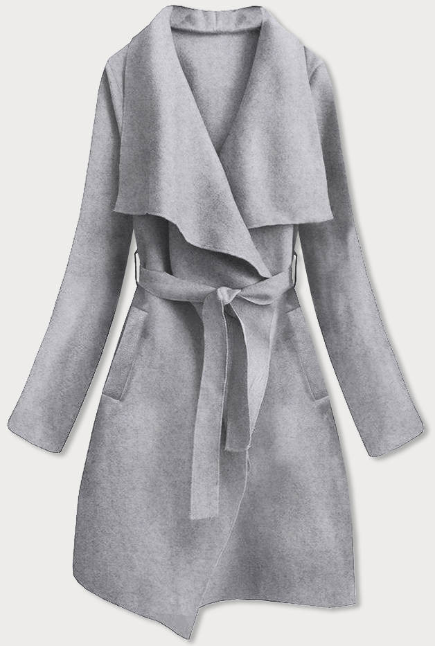 Šedý dámský minimalistický kabát (747ART) Barva: odcienie szarości, Velikost: ONE SIZE
