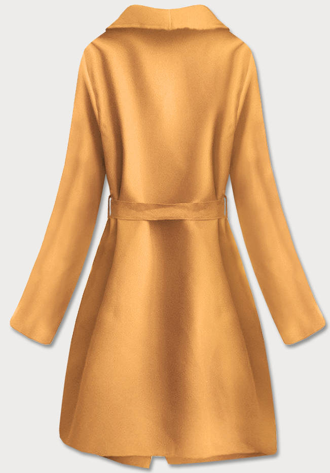 Hořčicový dámský minimalistický kabát (747ART) žlutá jedna velikost