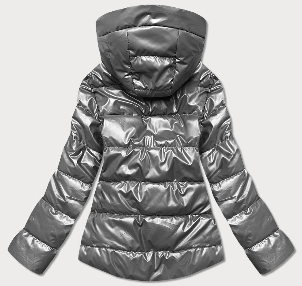 Šedá dámská bunda s kapucí (B8007-70) odcienie szarości XL (42)