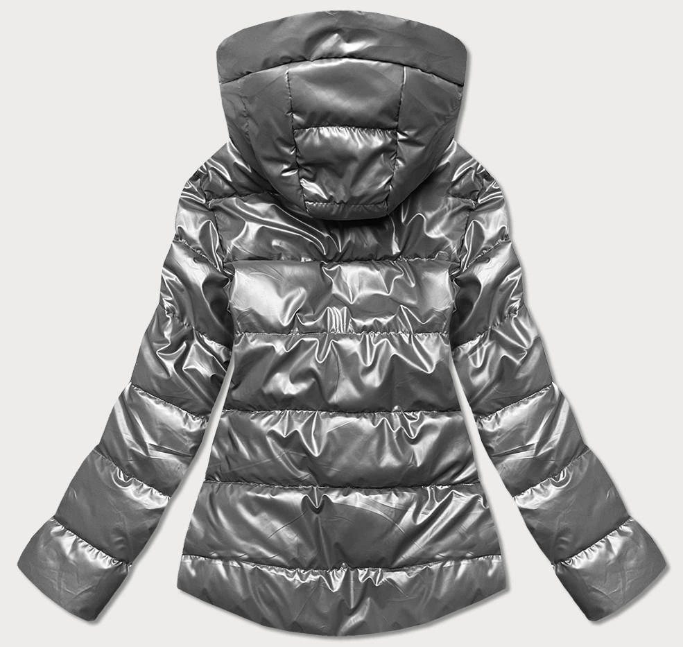 Šedá dámská bunda s kapucí (B8007-70) šedá XL (42) (obrázek 3)