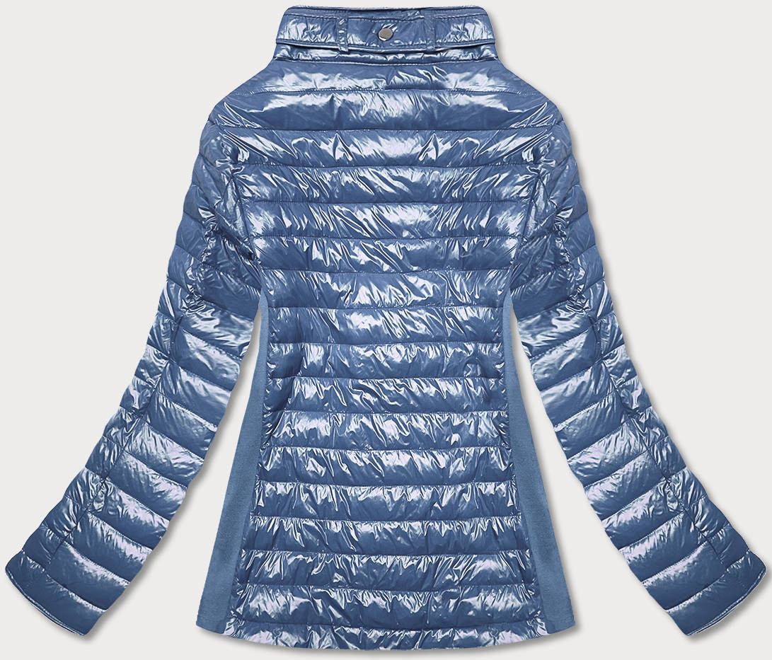 Modrá dámská lesklá bunda (7210-305) odcienie niebieskiego 46
