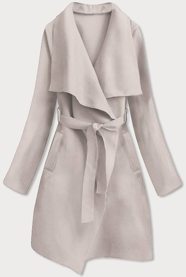 Světle béžový minimalistický dámský kabát (747ART) Béžová jedna velikost