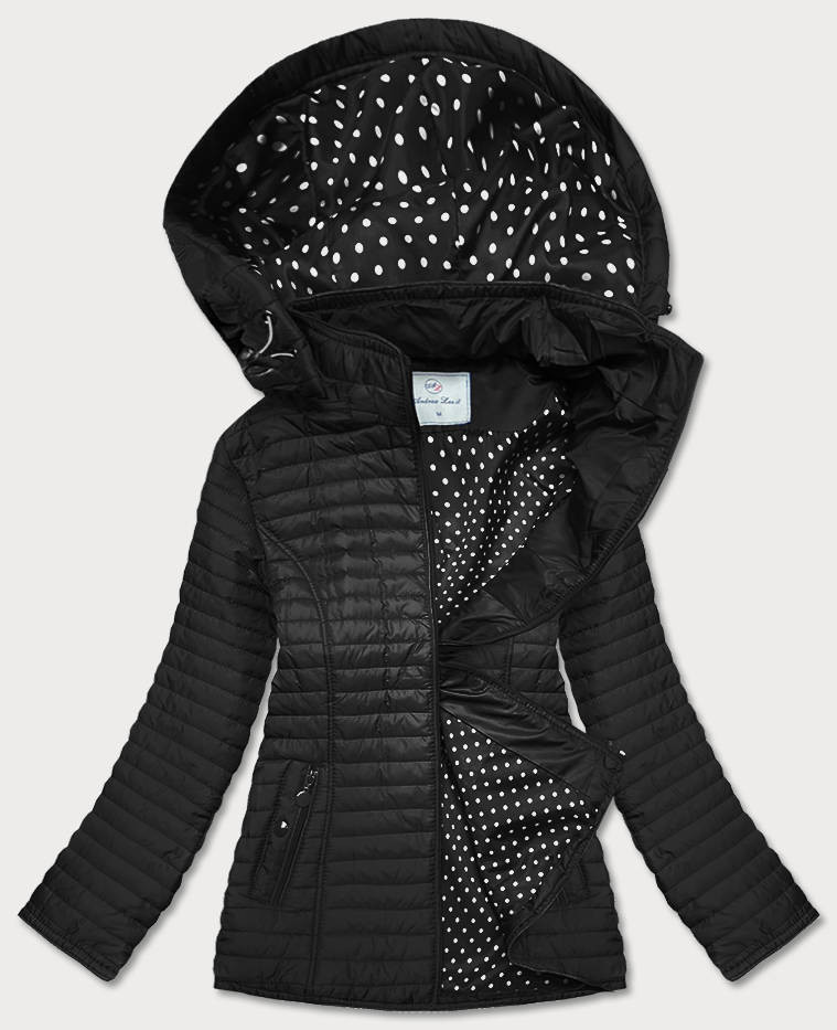 Čierna dámska bunda s bodkovanou podšívkou (SF8981) čierna L (40)
