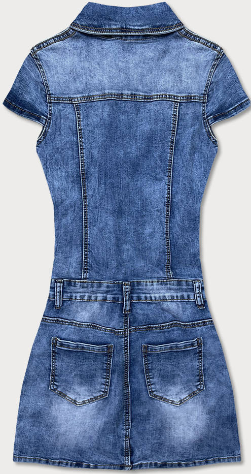 Světle modré džínové šaty s krátkými rukávy model 17244146 Modrá S (36) - GOURD JEANS
