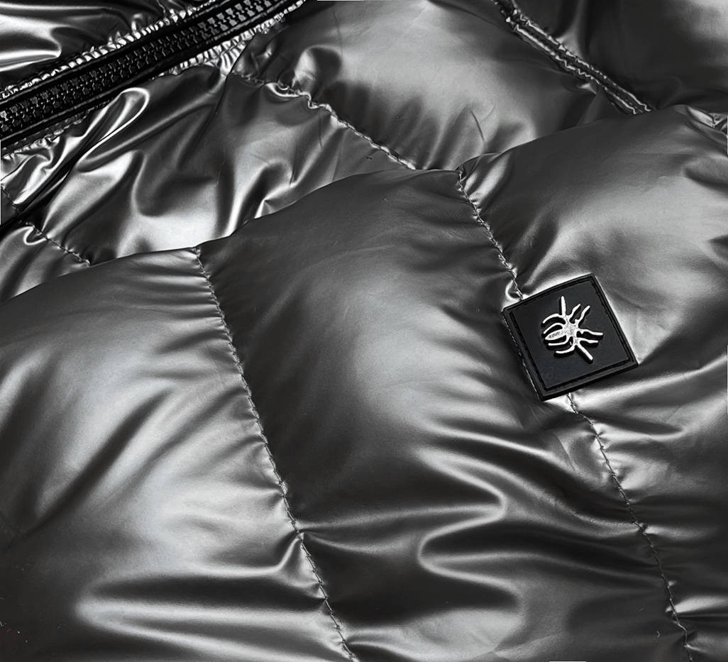 Stříbrná prošívaná bunda pro přechodné období (BR9790-70) odcienie szarości 46