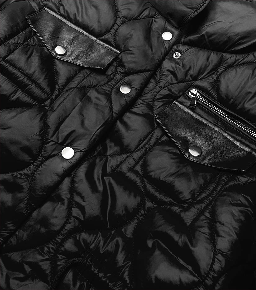 Černá dámská prošívaná bunda se stojáčkem (AG8-001) černá XXL (44)