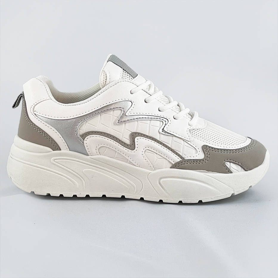 Biele dámske športové topánky na platforme (C1090) biały XL (42)