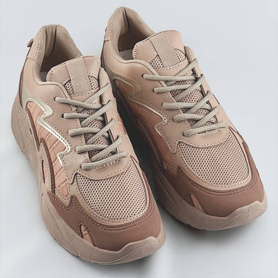 Hnědé dámské sportovní boty na platformě (C1090) odcienie brązu XL (42)