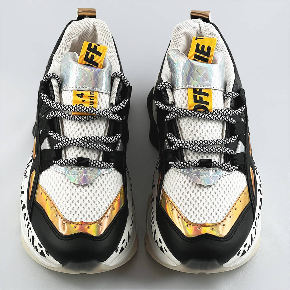 Černé dámské sneakersy s panteřím vzorem (BX1827-SP) odcienie czerni XL (42)