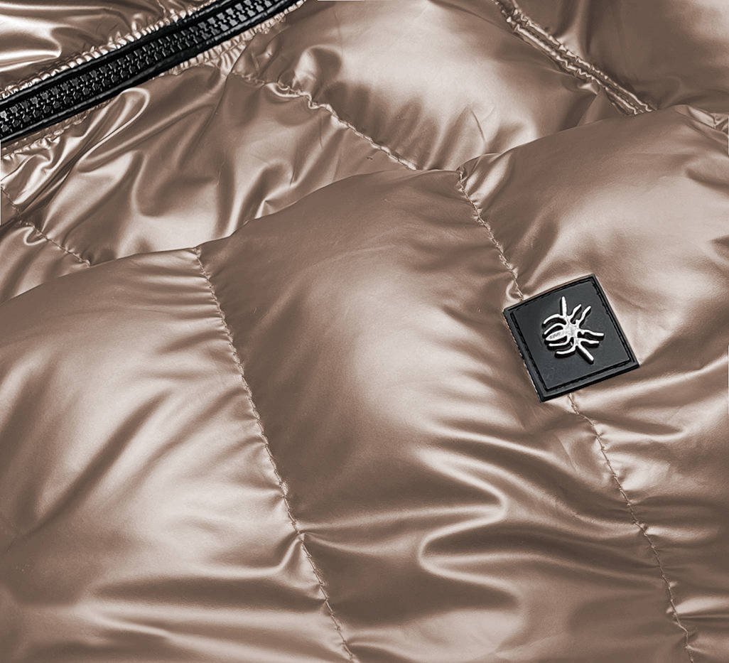 Prošívaná bunda v kakaové barvě pro přechodné období (BR9790-12) Béžová 48