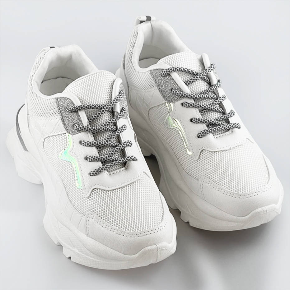 Bílé šněrovací dámské sportovní boty (LU-3) Bílá XL (42)