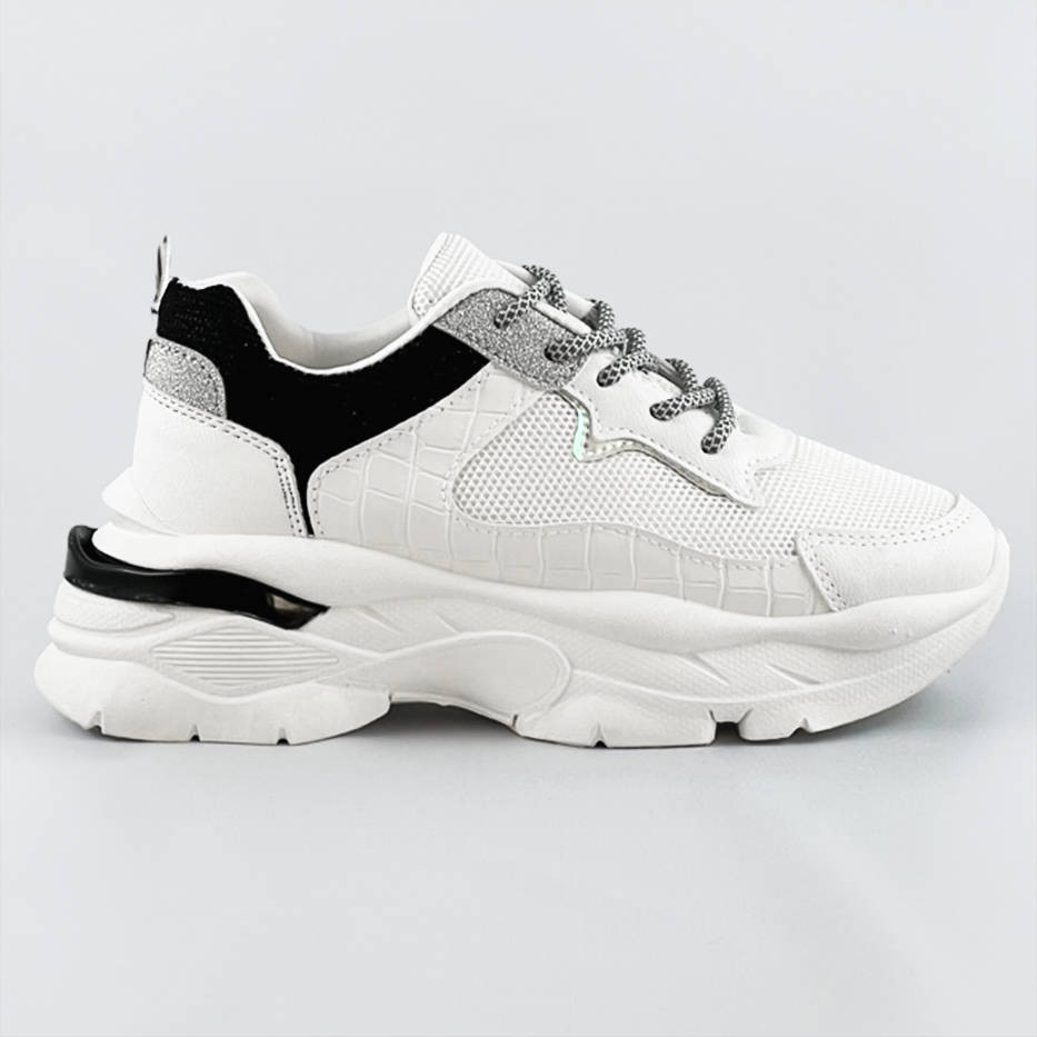 Bielo-čierne dámske šnurovacie športové topánky (LU-3) biały XL (42)
