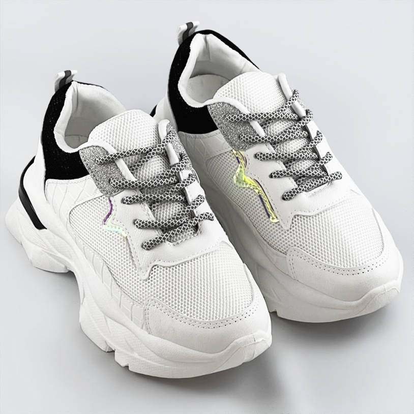 Bílo-černé dámské šněrovací sportovní boty (LU-3) Bílá XL (42)
