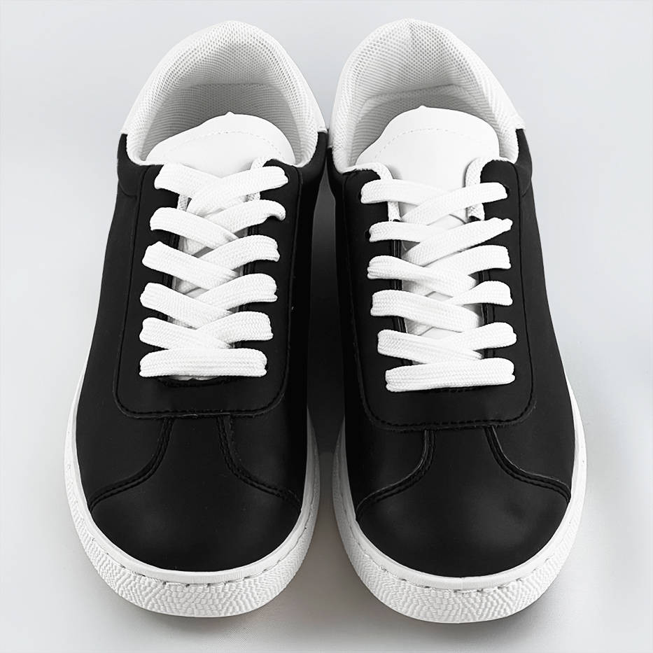 Černo-bílé šněrovací dámské sneakersy (BF-025) Barva: odcienie bieli, Velikost: XL (42)