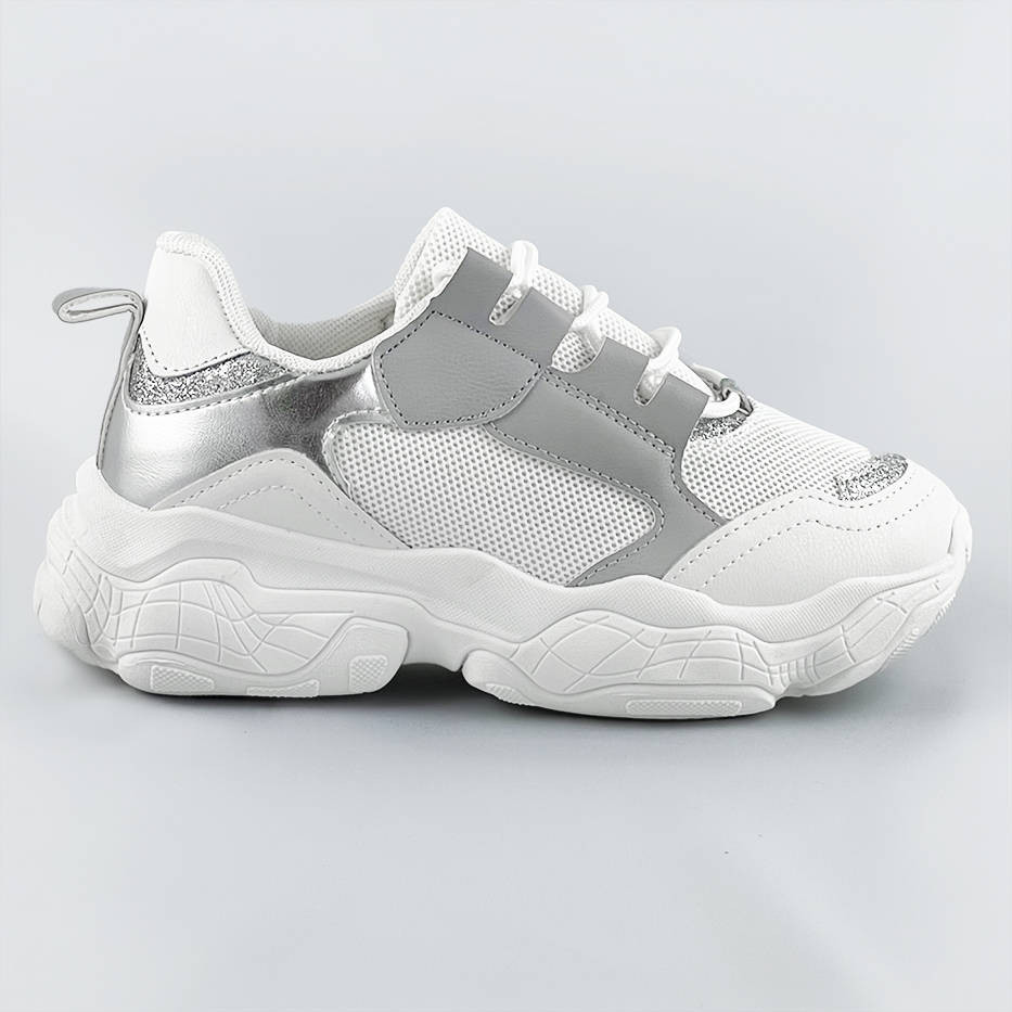 Bielo-šedé dámske šnurovacie tenisky "sneakers" (172) biały XL (42)