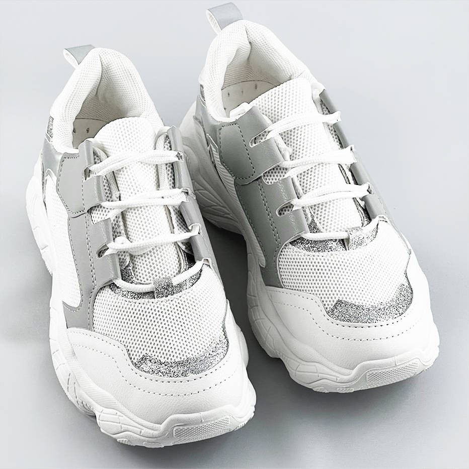 Bílo-šedé dámské šněrovací tenisky "sneakers" (172) Bílá XL (42)
