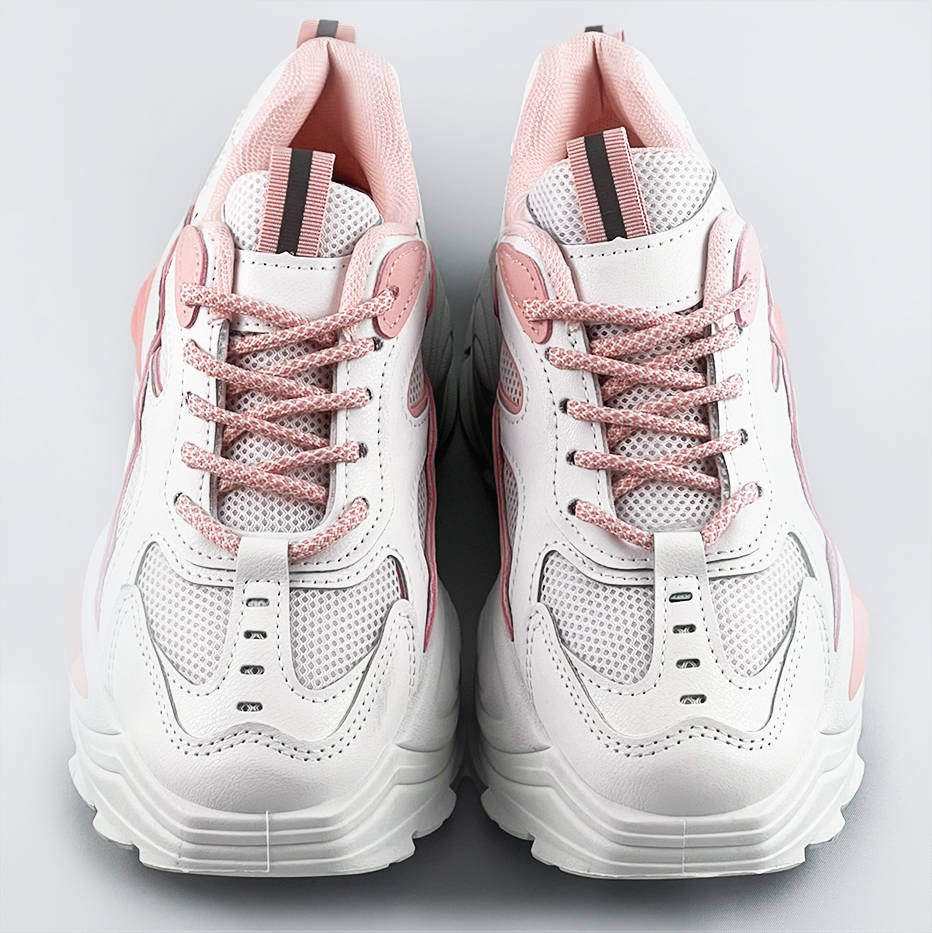 Bílo-růžové dámské sportovní boty s vysokou podrážkou (RA15) Bílá XL (42)