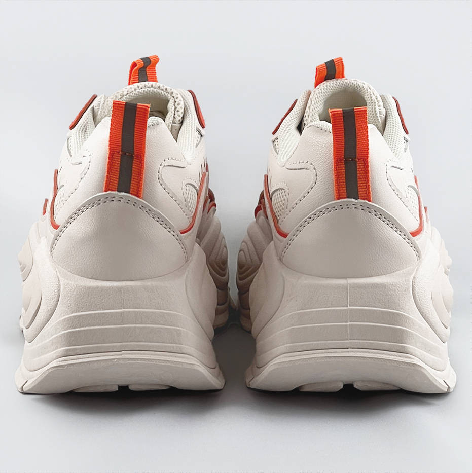 Béžovo-oranžové dámské sportovní boty s vysokou podrážkou (RA15) Béžová XL (42)