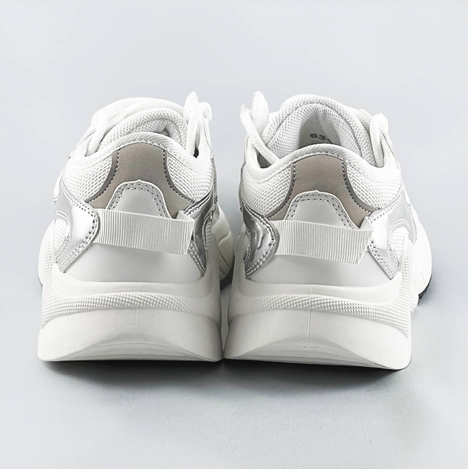 Bílé šněrovací sneakersy s barevnými vsadkami (6346) Bílá XL (42)
