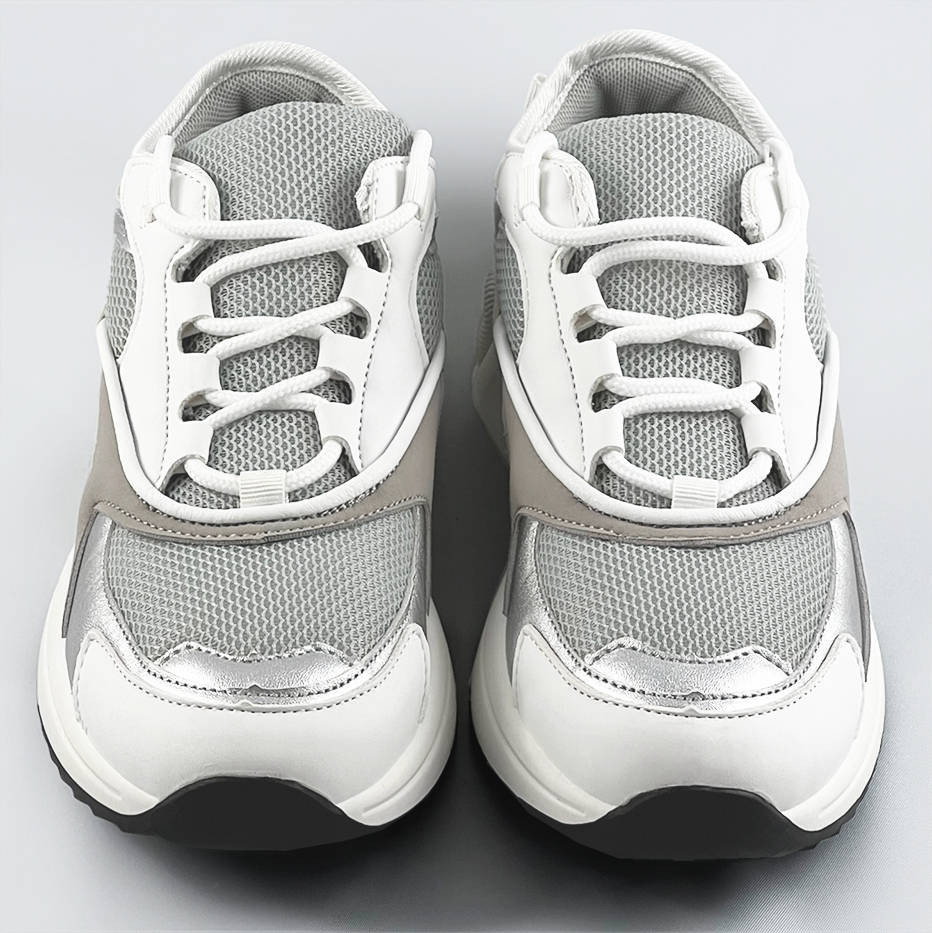 Bílo-šedé šněrovací sneakersy s barevnými vsadkami (6346) Bílá XL (42)