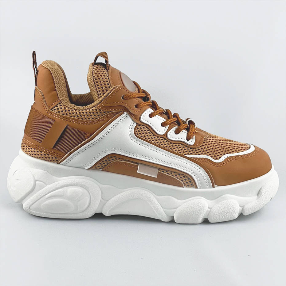 Dámske tenisky "sneakers" v karamelovej farbe na platforme (YM-151) hnedá XL (42)