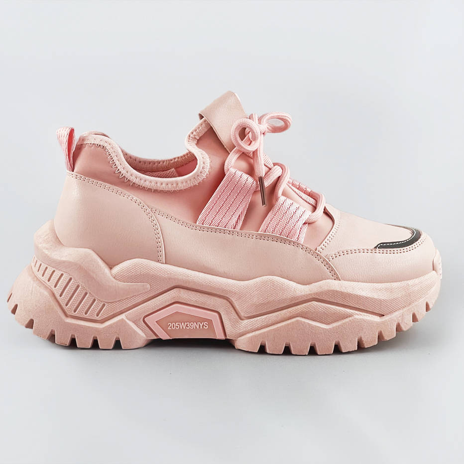 Ružové šnurovacie sneakersy na platforme (RA5) ružová XL (42)